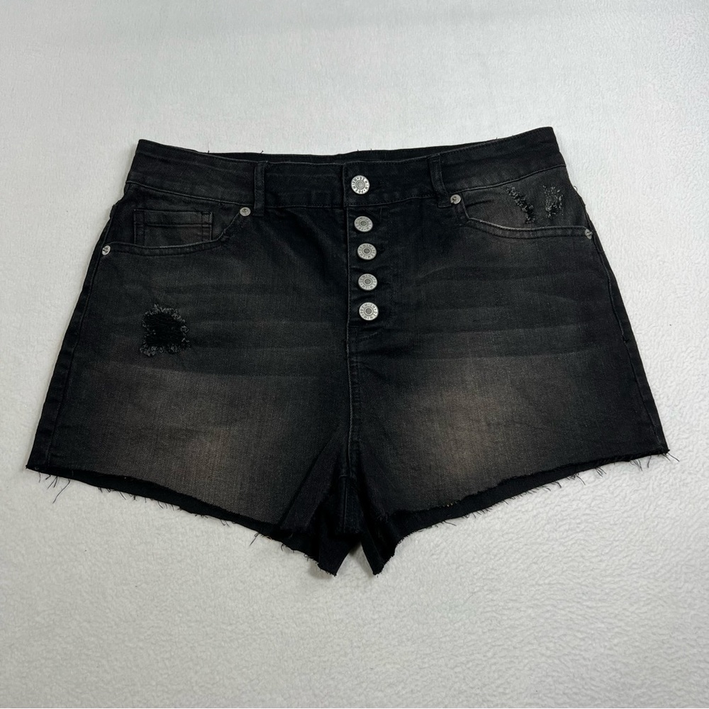 LOVE TREE Button Fly High Rise Denim Shorts Womens M Distressed Jeans